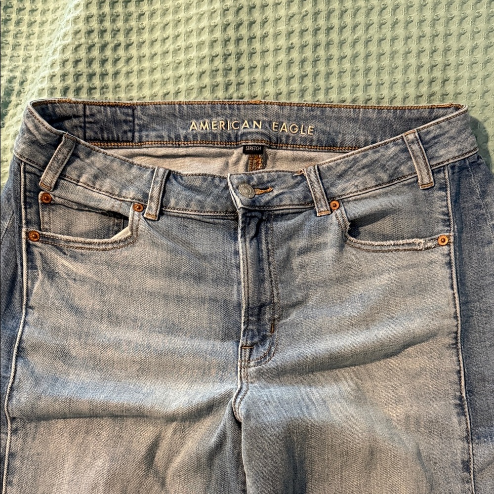 American Eagle size 10 low rise baggy wide leg jeans